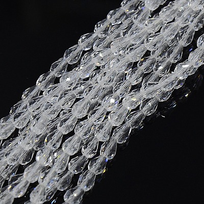 Teardrop Crystal Glass Beads Strands GLAA-F022-C01-1