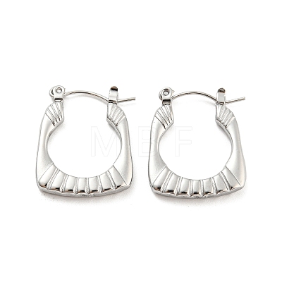 Texture Rectangle 304 Stainless Steel Hoop Earrings for Women EJEW-C067-08P-1