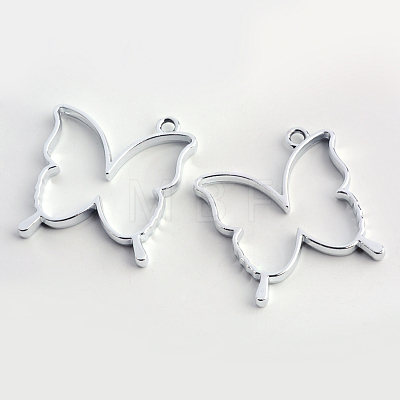 Rack Plating Alloy Butterfly Open Back Bezel Pendants X-PALLOY-S047-34D-FF-1