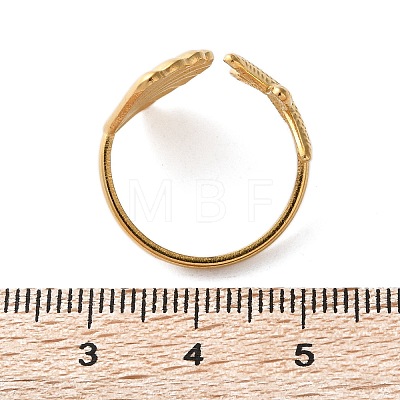 304 Stainless Steel Starfish & Shell Open Cuff Rings for Women X-RJEW-C095-09G-1