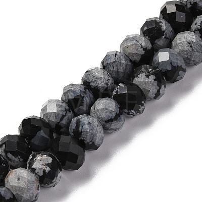 Natural Snowflake Obsidian Beads Strands G-K380-A12-01-1