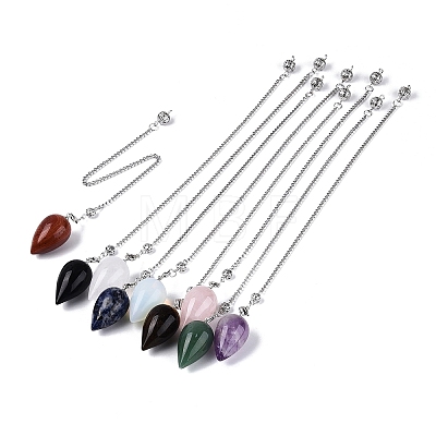 Natural & Synthetic Mixed Stone Dowsing Pendulum Pendants AJEW-N005-02-1