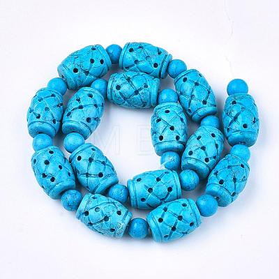 Dyed Synthetical Turquoise Barrel Bead Strands TURQ-Q099-10-1