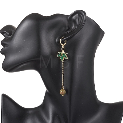 Maple Leaf Brass Micro Pave Cubic Zirconia Leverback Earrings EJEW-JE06917-1