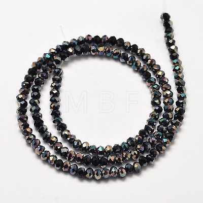 Faceted Rondelle Half Rainbow Plated Electroplate Glass Beads Strands EGLA-J134-3x2mm-HR19-1