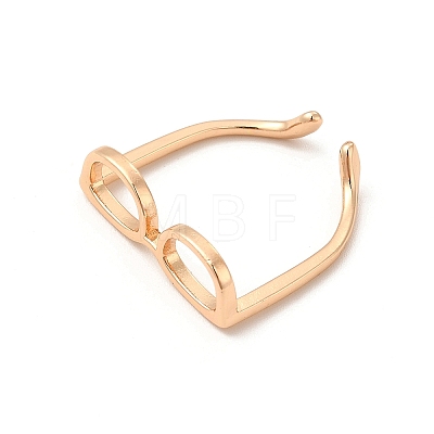 Brass Glasses Frame Open Cuff Ring for Women X-RJEW-F140-140KCG-1