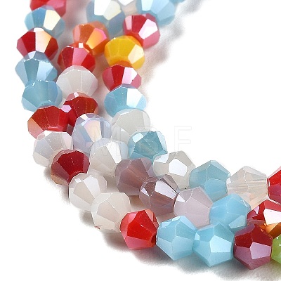Opaque Solid Color Electroplate Glass Beads Strands EGLA-A039-P4mm-B16-1