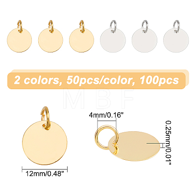 100Pcs 2 Colors Brass Stamping Blank Tag Charms KK-AR0002-51-1