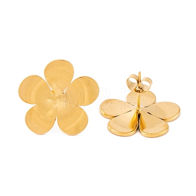 Ion Plating(IP) Flower 304 Stainless Steel Stud Earrings for Women EJEW-L272-031G-01-1