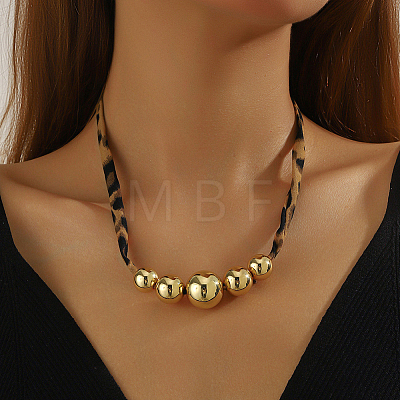 Alloy Graduated Beaded Pendant Polyester Collar Necklaces for Women NJEW-SP0001-17C-1