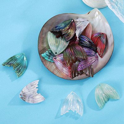 22 Pieces Resin Pendant Phantom Colorful Gradient Fish Tail Pendant Handmade Ear Studs and Earring Accessories(11 styles) JX638A-1