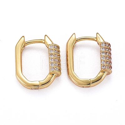 Brass Micro Pave Clear Cubic Zirconia Huggie Hoop Earrings X-ZIRC-H109-01G-1
