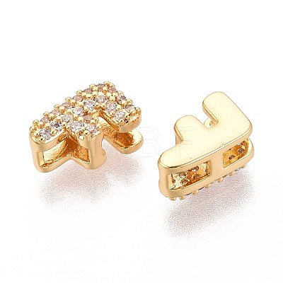 Brass Micro Pave Clear Cubic Zirconia Beads KK-T071-17G-F-1