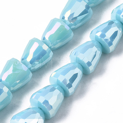 Electroplate Opaque Solid Color Glass Beads Strands EGLA-N006-003-A-1