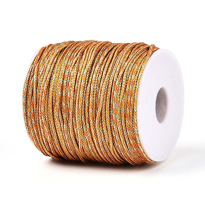 100M Segment Dyed Round Nylon & PET & Polyester Metallic Braided Cord OCOR-N009-01D-1