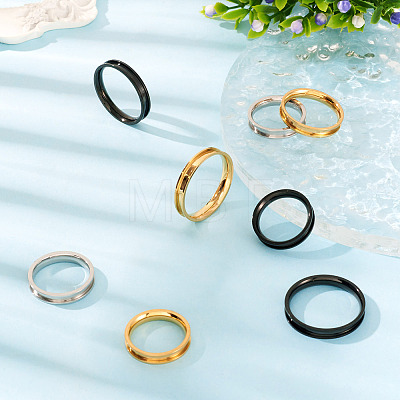  12Pcs 6 Size 201 Stainless Steel Grooved Finger Ring Settings RJEW-TA0001-06G-1