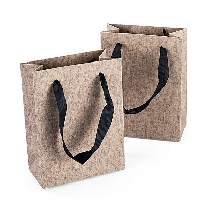 10Pcs Paper Gift Tote Bags with Nylon Ribbon Handles ABAG-TA0002-31B-1