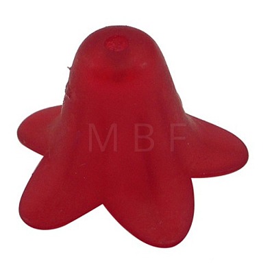 Red Frosted Transparent Acrylic Flower Beads X-PLF018-11-1