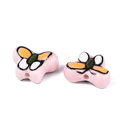 Hand Painted Butterfly Porcelain Beads PORC-Q006-05A-1