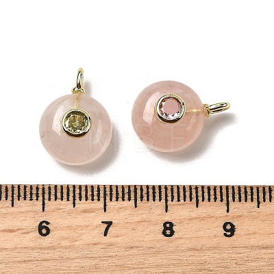 Natural Rose Quartz Flat Round Pendants G-H318-01G-A-03-1
