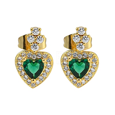 Brass Pave Cubic Zirconia Stud Earrings EJEW-N054-50A-G-1