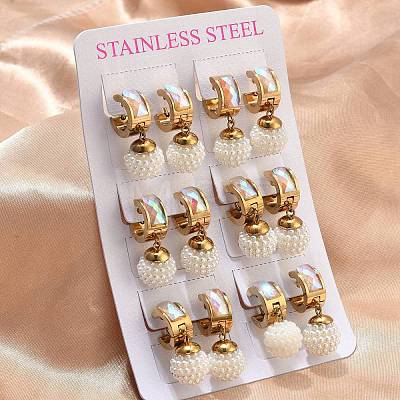 Round 201 Stainless Steel Hoop Earrings EJEW-D354-20G-1