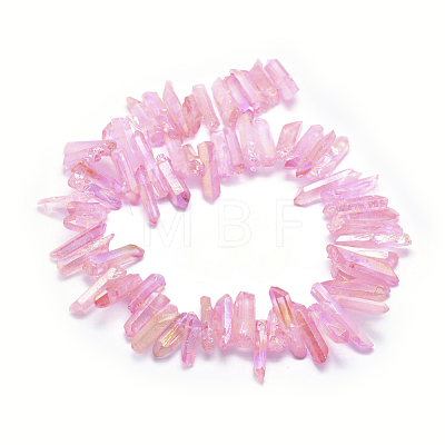 Electroplated Natural Quartz Crystal Beads Strands G-P368-05E-1