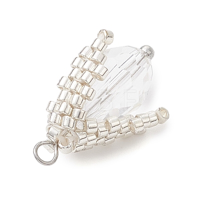 Glass Seed Beaded Bud Pendants PALLOY-MZ01096-02-1