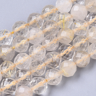 Natural Gold Rutilated Quartz Beads Strands G-R462-016-1