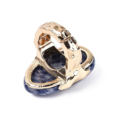 Natural Blue Spot Jasper Stretch Finger Rings RJEW-N055-01B-1