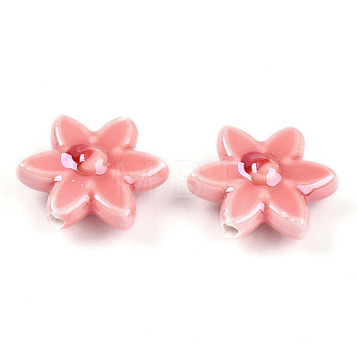 Glazed Porcelain Beads Strands PORC-N008-10H-1