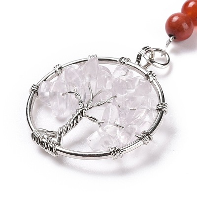 Gemstone and Natural Quartz Crystal Chakra Keychain KEYC-P037-A01-1