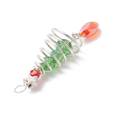 3Pcs 3 Colors Christmas Theme Copper Wired Glass Big Pendants PALLOY-JF02857-1