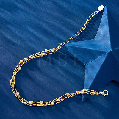 925 Sterling Silver Satellite Chains Triple-Layer Multi-strand Bracelet STER-M116-08G-1
