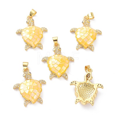 Real 18K Gold Plated Brass Micro Pave Clear Cubic Zirconia Pendants KK-D004-05G-M01-1