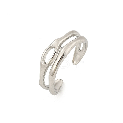 Hollow Out 304 Stainless Steel Cuff Rings for Women RJEW-G338-23P-1