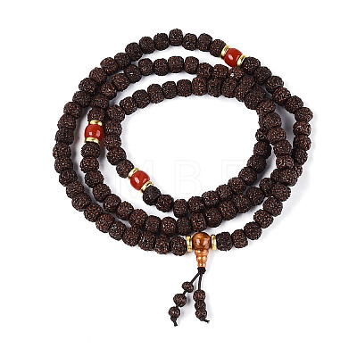 Buddhist Jewelry Prayer 108 Rudraksha Seed Mala Beads Necklaces NJEW-M102-01-1-1