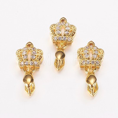 Long-Lasting Plated Brass Micro Pave Cubic Zirconia Ice Pick Pinch Bails X-ZIRC-F069-22G-1