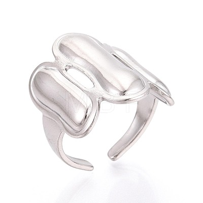 Adjustable 304 Stainless Steel Cuff Rings for Women RJEW-N052-10P-1
