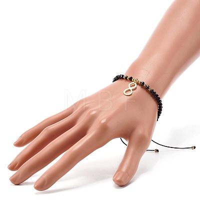 Infinity Braided Bead Bracelet for Girl Women BJEW-JB06957-02-1