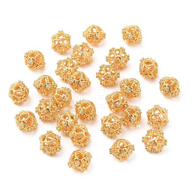 Brass Micro Pave Clear Cubic Zirconia Beads KK-I705-16G-1