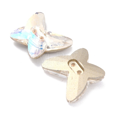 2-Hole Butterfly Glass Rhinestone Buttons BUTT-D001-B-1