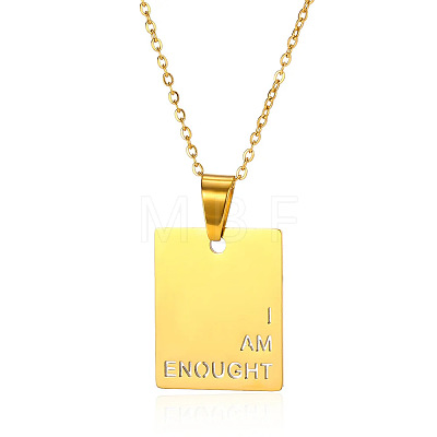 304 Stainless Steel Inspirational I AM ENOUGHT Dog Tag Pendant Necklaces for Women WG6E5CF-03-1