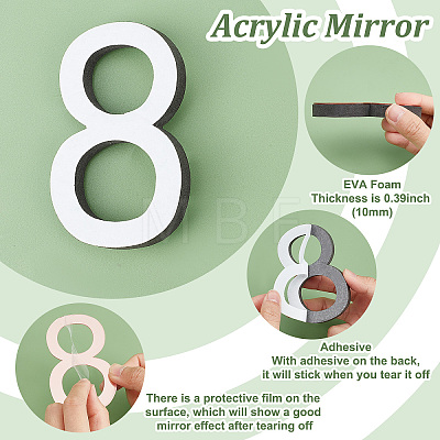 10Pcs 10 Style Acrylic Mirror Wall Stickers AJEW-CN0001-55-1