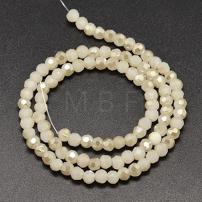 Faceted(32 Facets) Round Half Rainbow Plated Imitation Jade Electroplate Glass Beads Strands EGLA-J130-HR04-1