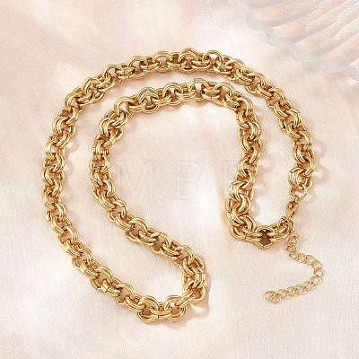 7MM 304 Stainless Steel Double Link Chain Necklaces for Women SA-H001-24G-1