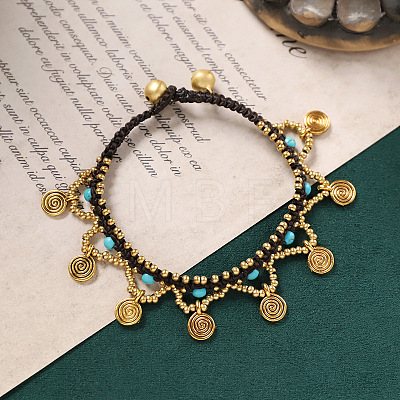 Bohemian Style Alloy Brass and Waxed Cord Charm Bracelets FS-WG541AE-02-1