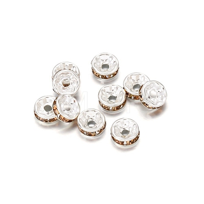 Rondelle Brass Rhinestone Spacer Beads FS-WG29681-61-1
