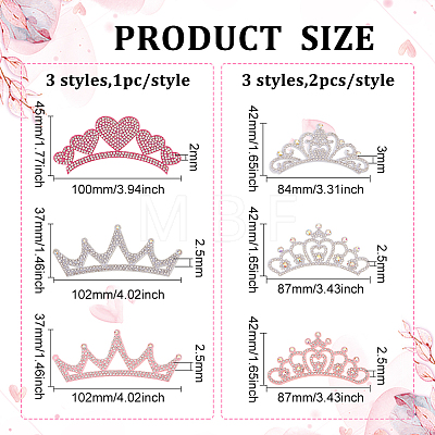 Fingerinspire 9Pcs 6 Styles Crown Non-woven Fabric Appliques DIY-FG0004-43-1