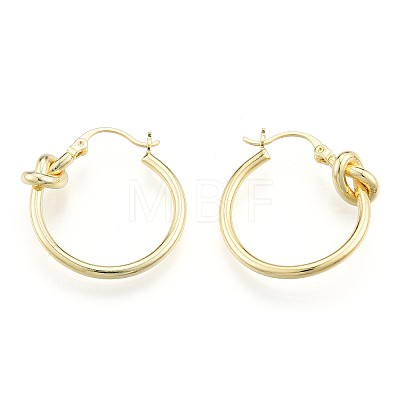 Brass Knot Hoop Earrings for Women EJEW-N011-113-1